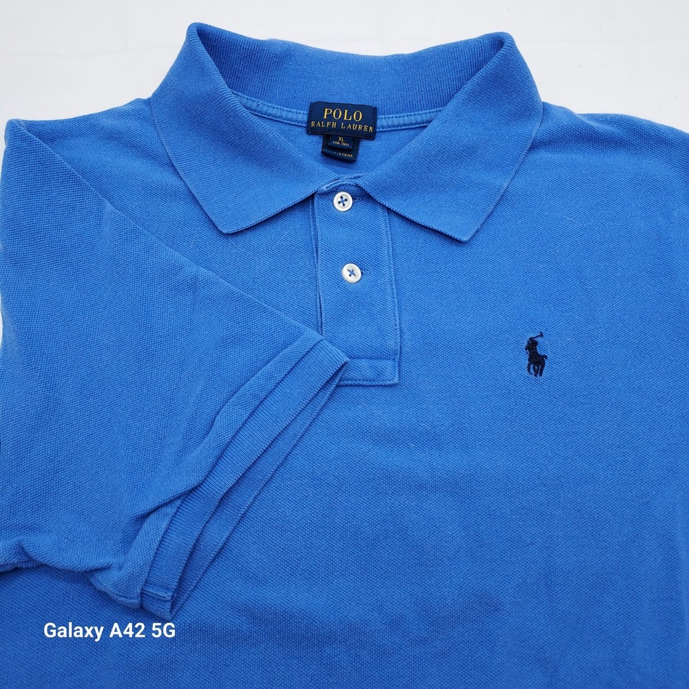 Polo Ralph Lauren Boys Blue Short Sleeve Mesh Cotton Polo Shirt XL 18-20
